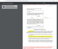 In a court affidavit, Jones confirms he is a student organizer for Columbia-Barnard Jewish Voice for Peace (JVP).